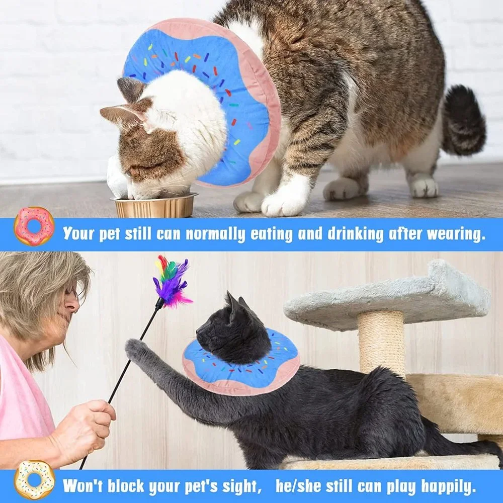 Dog or Cat Recovery Collar Soft, Cute Donut Cone Wound Healing Protective Cone